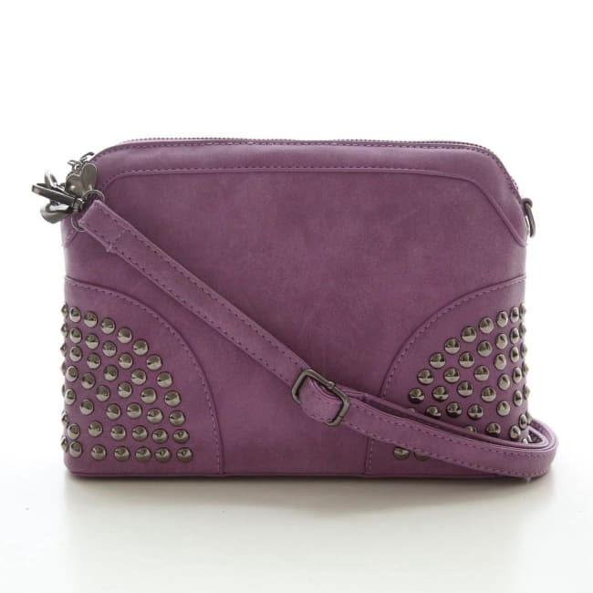 Durban Convertible Crossbody and Clutch Saffiano Leather Bag in Grape Purple