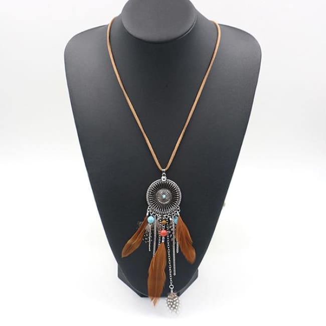 Feathery Dreams Necklace Brown Jewelry