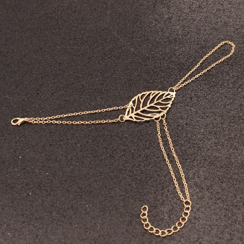 Golden Leaf Handflower Bracelet Owls & Turtles Jewelry
